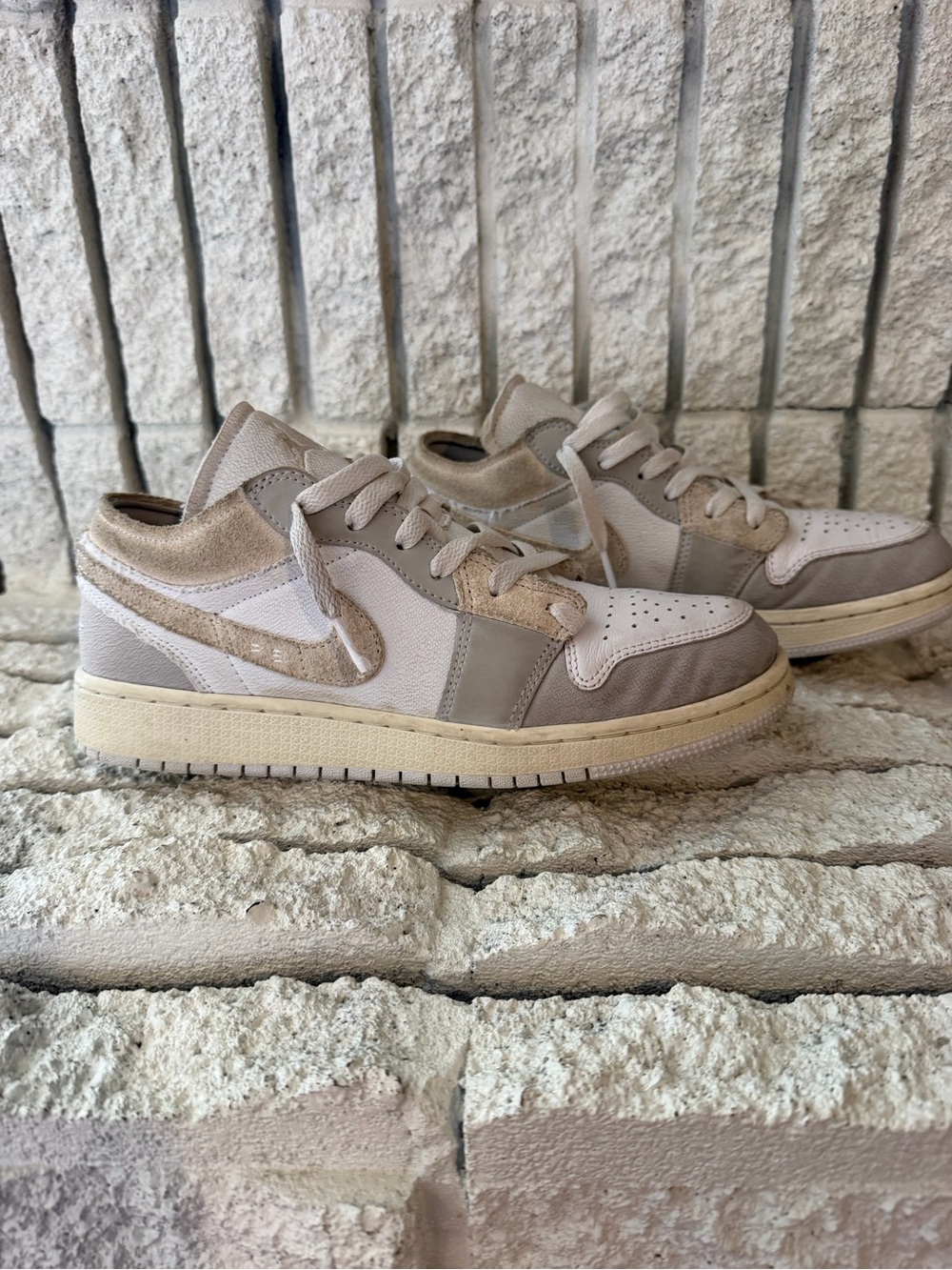 Jordan Low-Top Sneakers in Beige and Cream